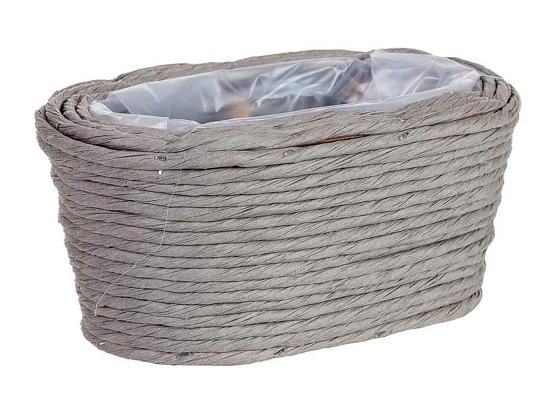 Cesto ovalado de mimbre gris 21x13x10h cm
