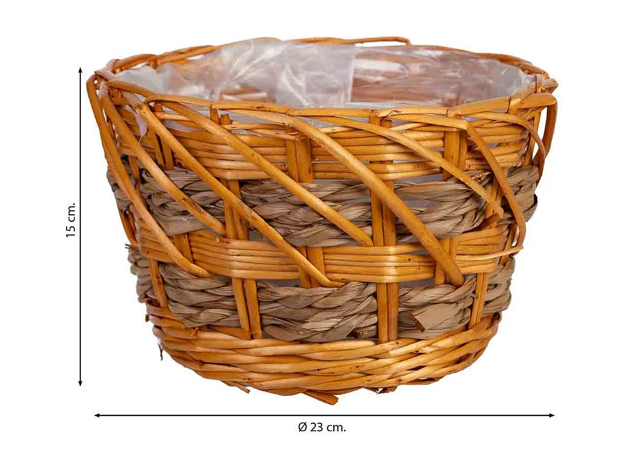 Panier rond en osier marron 23x23x15h cm