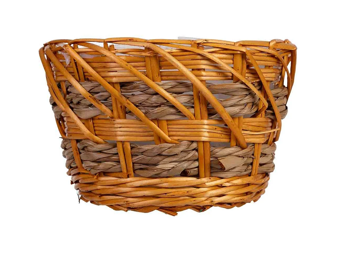 Cesta redonda em vime castanho 23x23x15h cm