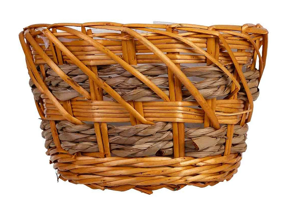 Cesto redondo de mimbre marrón 23x23x15h cm