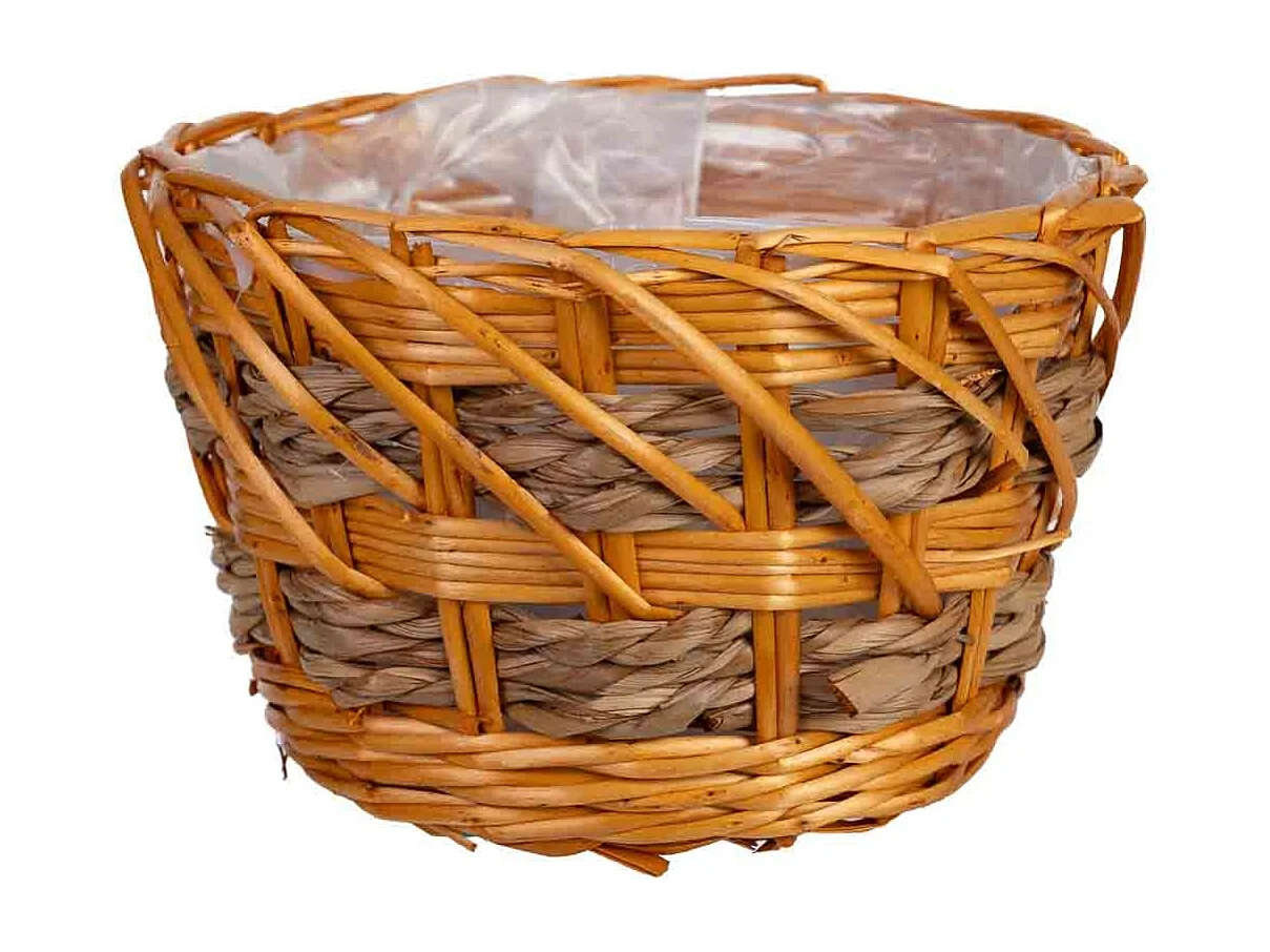 Cesto rotondo in vimini marrone 23x23x15h cm