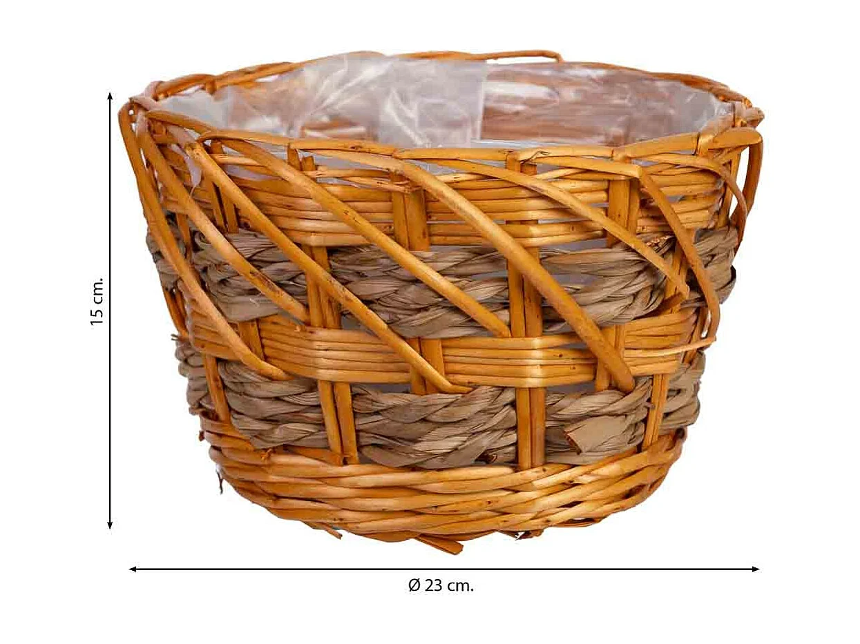 Cesto rotondo in vimini marrone 23x23x15h cm