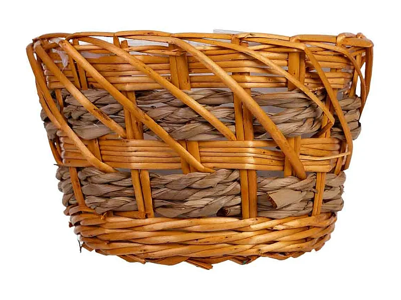 Cesto redondo de mimbre marrón 23x23x15h cm