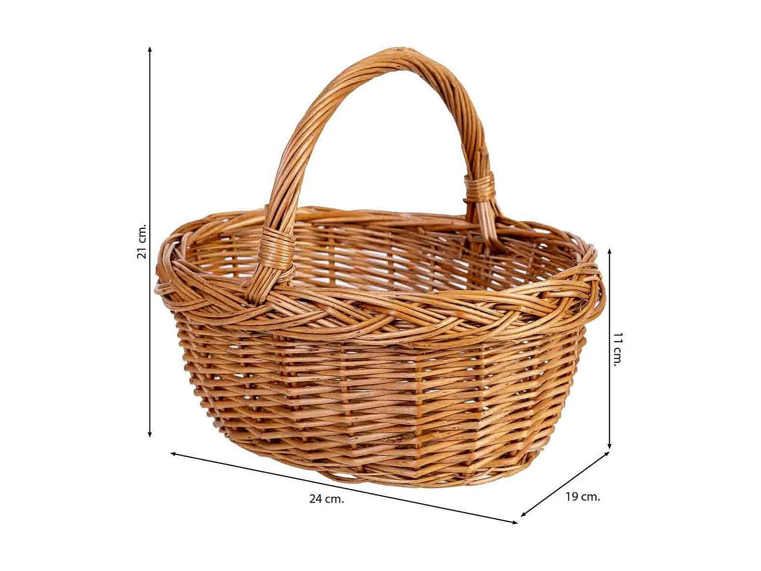 Panier en osier marron 24x19x11h/21hh