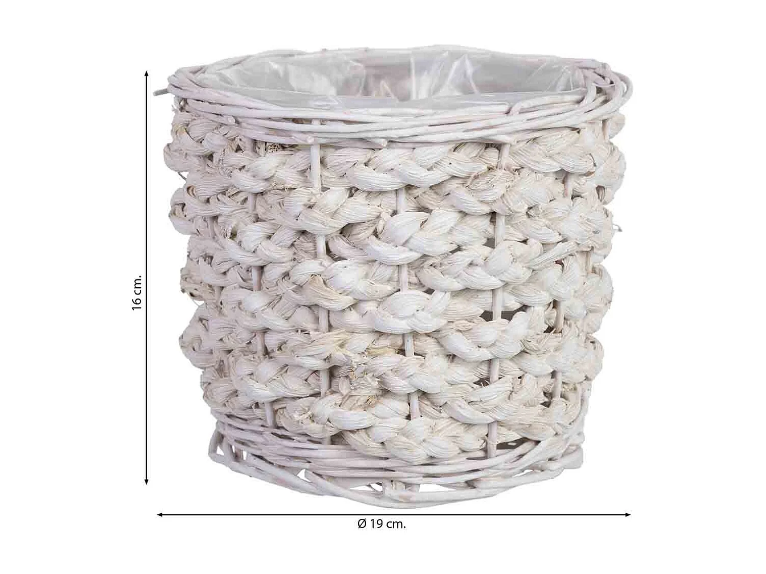 Cesta redonda em vime azul 19x19x16h cm