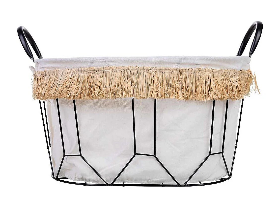 Panier de rangement en métal et tissu 40x28x22/29