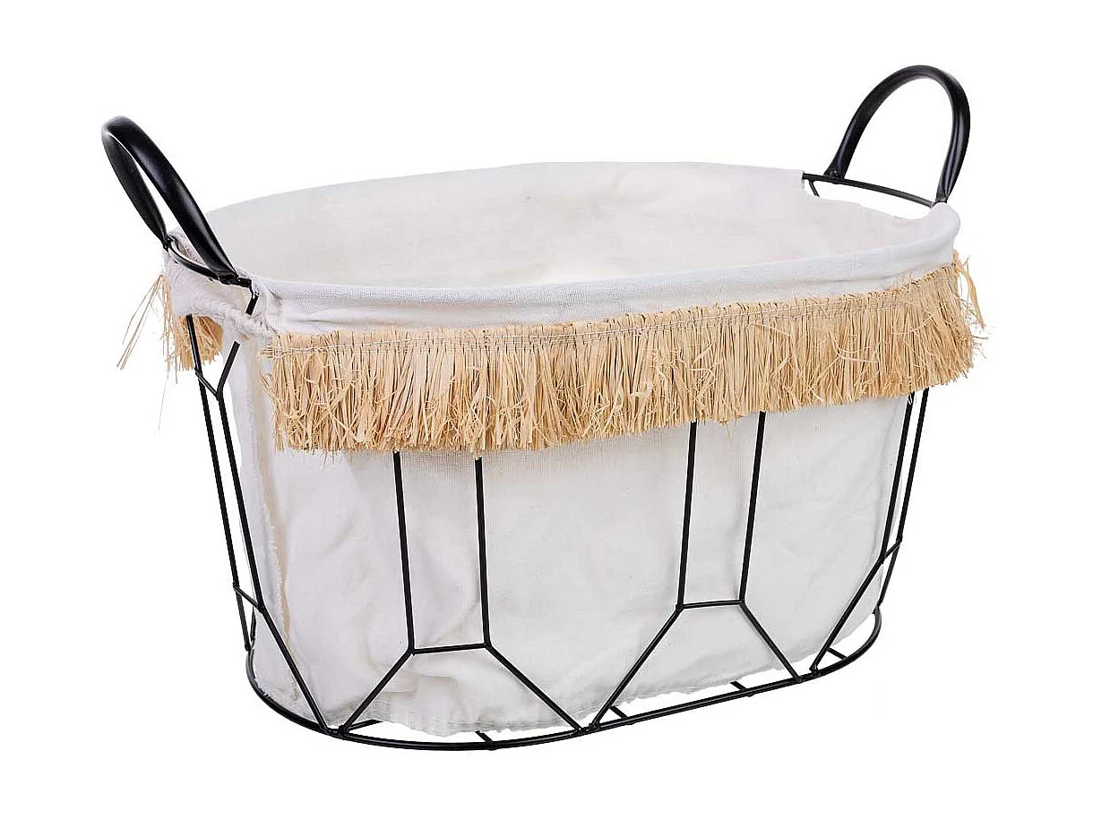 Panier de rangement en métal et tissu 40x28x22/29