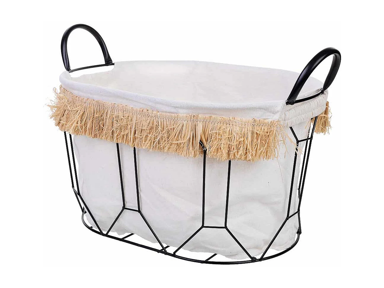 Panier de rangement en métal et tissu 40x28x22/29