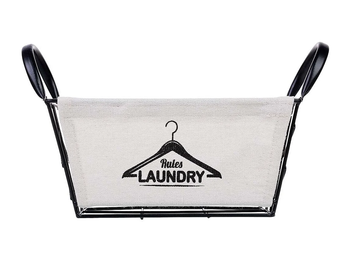 Panier de rangement en métal et tissu 25x13x12/21