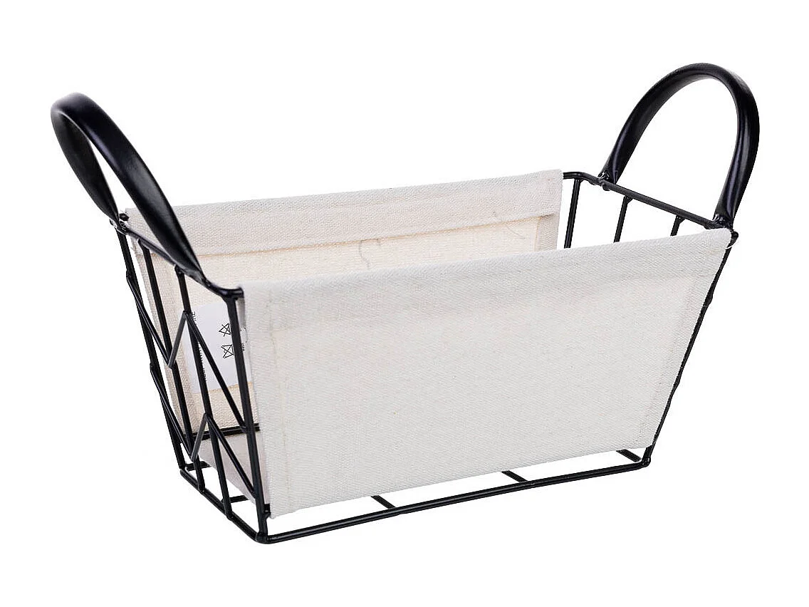 Panier de rangement en métal et tissu 25x13x12/21
