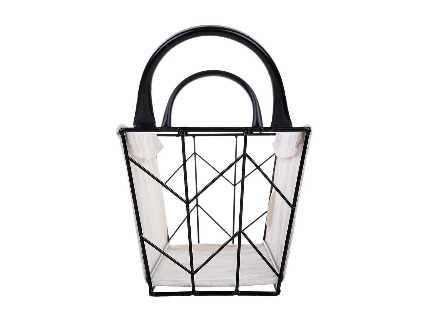 Panier de rangement en métal et tissu 25x13x12/21