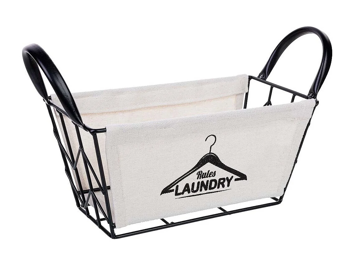 Cesto de armazenamento de metal e tecido 25x13x12/21