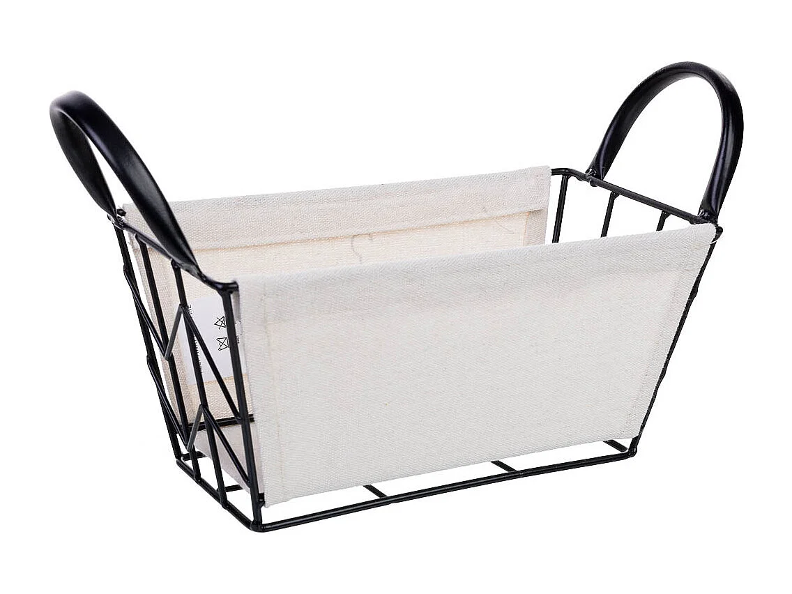 Panier de rangement en métal et tissu 25x13x12/21