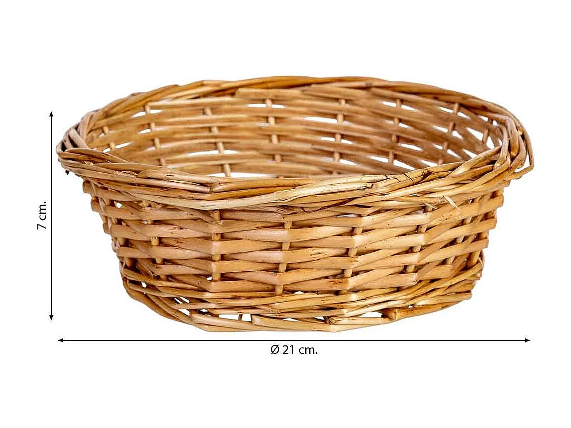 Panier rond en osier marron 21x21x7h cm