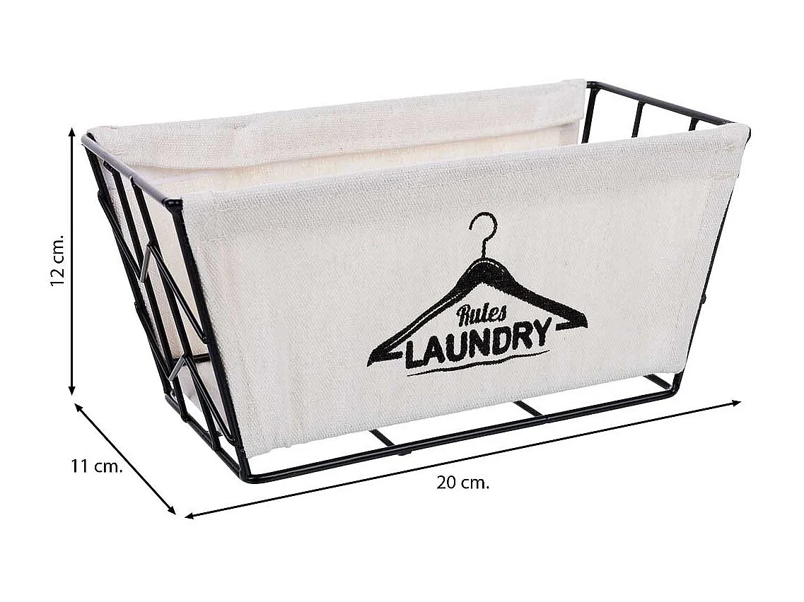 Cesto di stoccaggio in metallo e tessuto 20x11x12