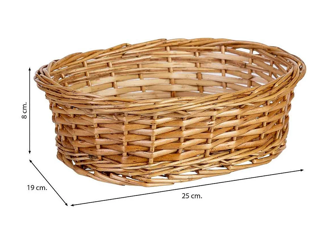 Cesto oval em vime castanho 25x19x8h cm