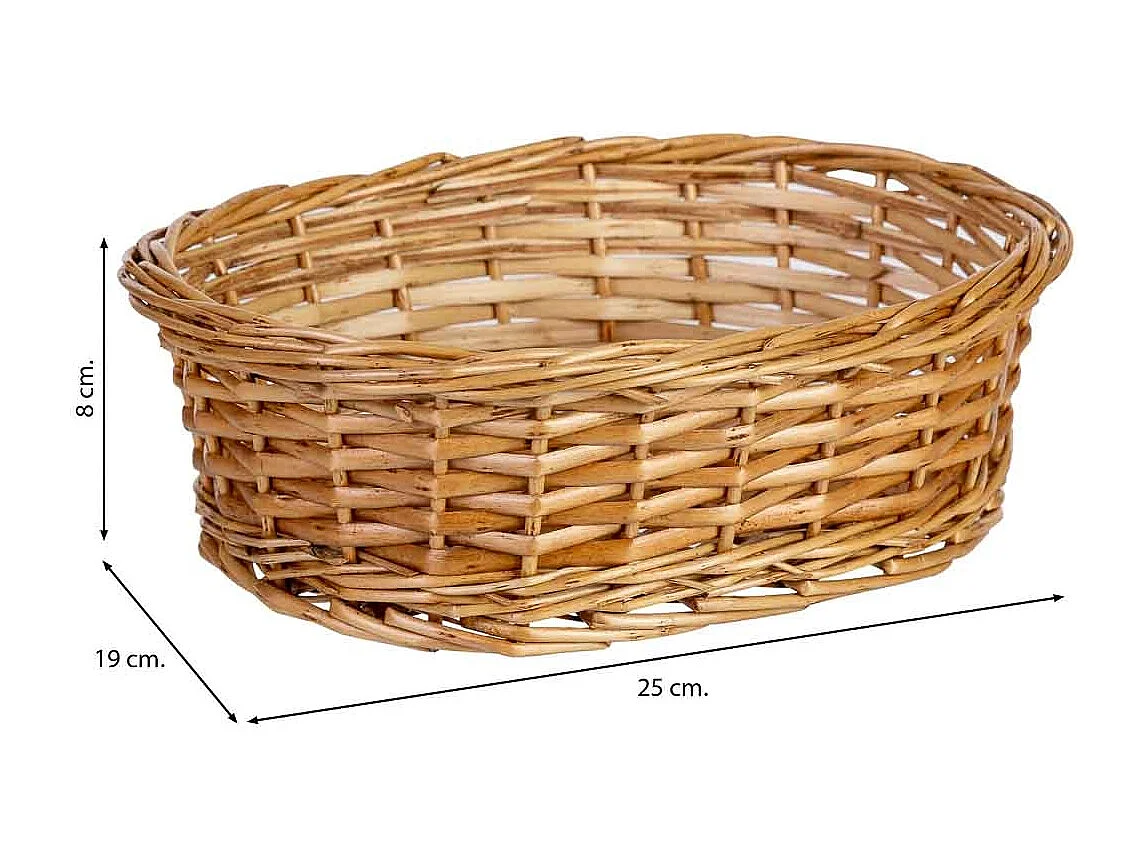 Cesto oval em vime castanho 25x19x8h cm