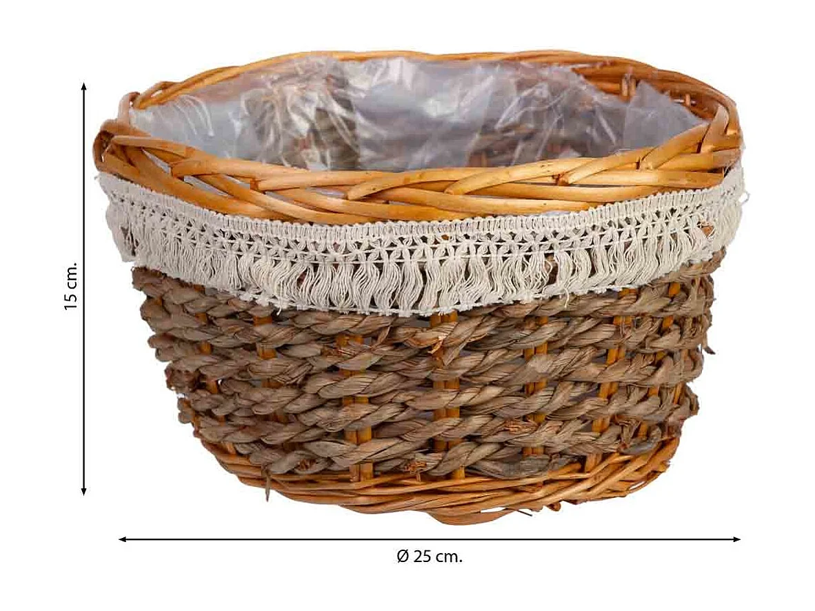Panier rond en osier marron 25x25x15h cm