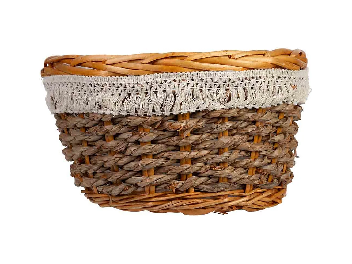 Cesto redondo em vime castanho 25x25x15h cm