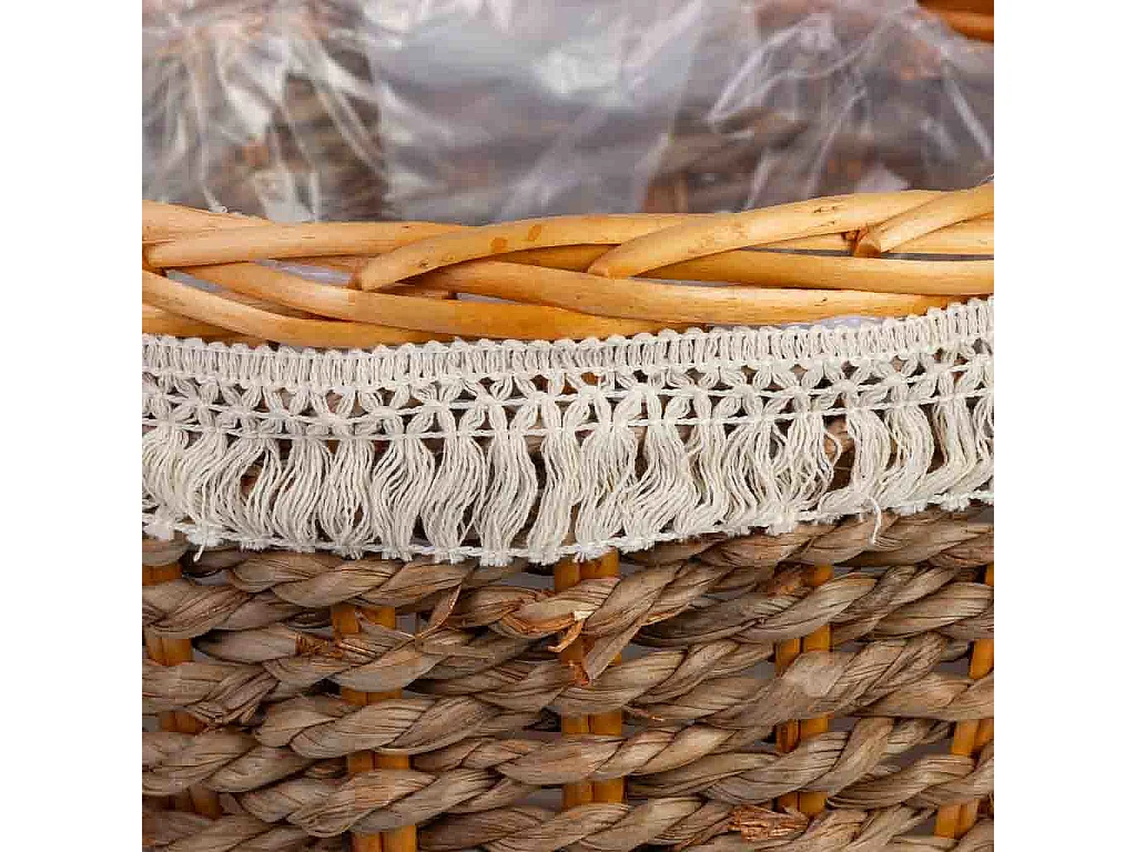 Cesto redondo de mimbre marrón 25x25x15h cm