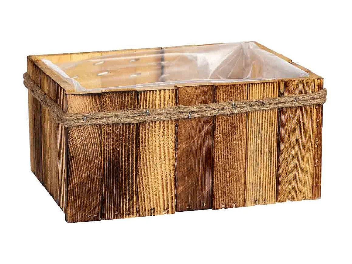 Cesto retangular em madeira 21x15x10h cm