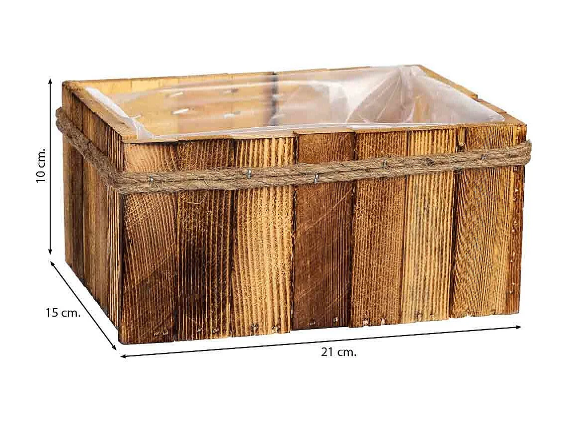Cesto retangular em madeira 21x15x10h cm