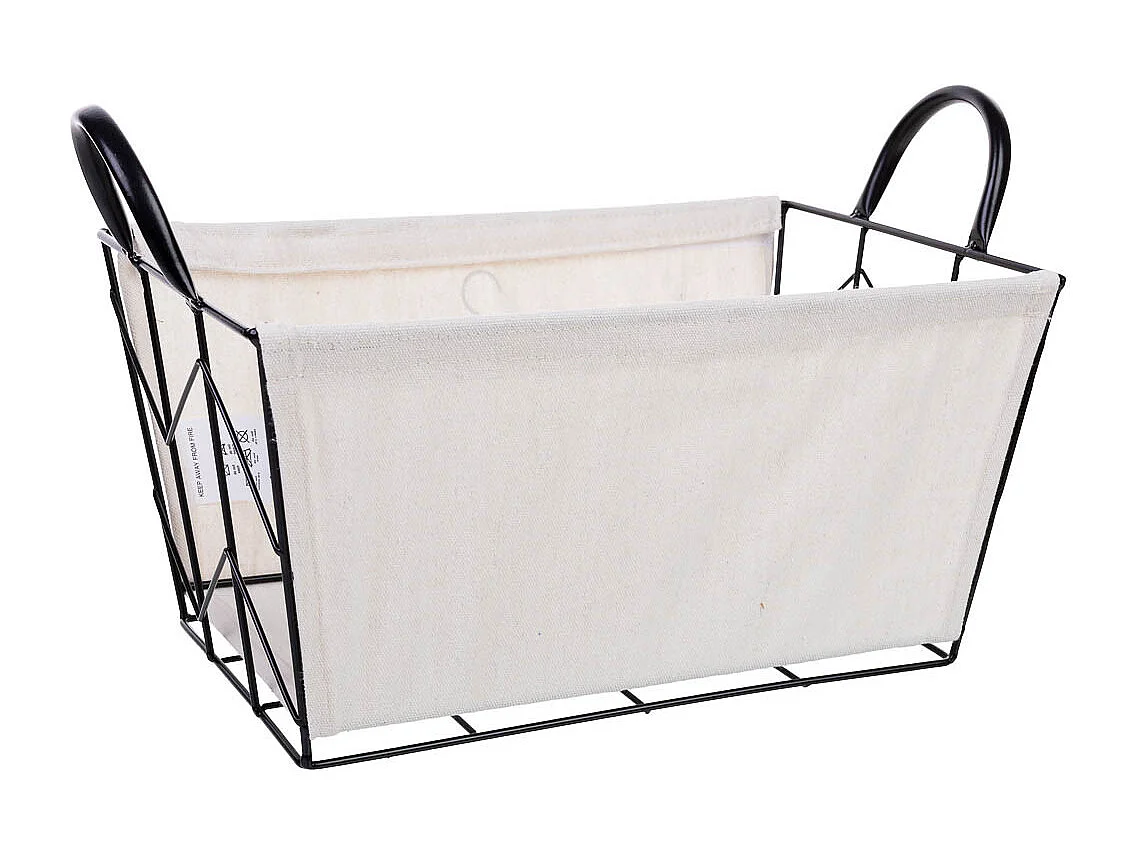 Panier de rangement en métal et tissu 35x23x18/25