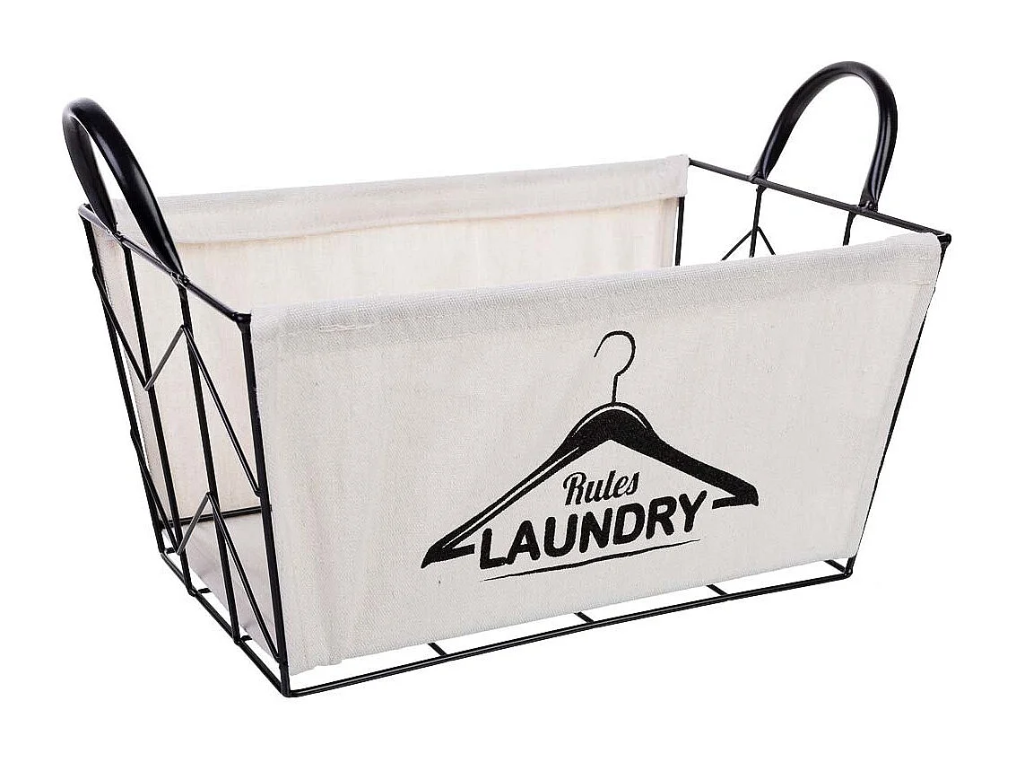 Aufbewahrungskorb aus Metall und Stoff 35x23x18/25