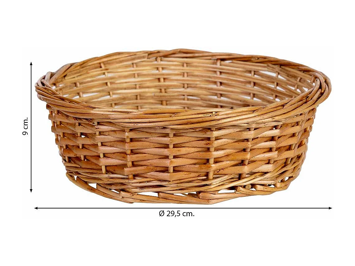 Panier rond en osier marron 29,5x29,5x9h cm