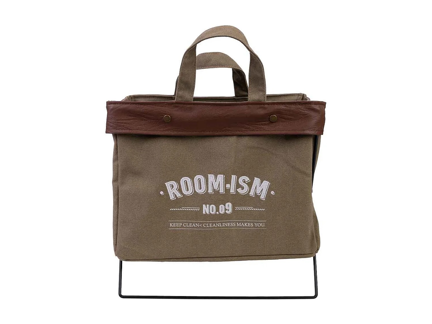 Panier de rangement en métal et tissu 38x26x36h cm