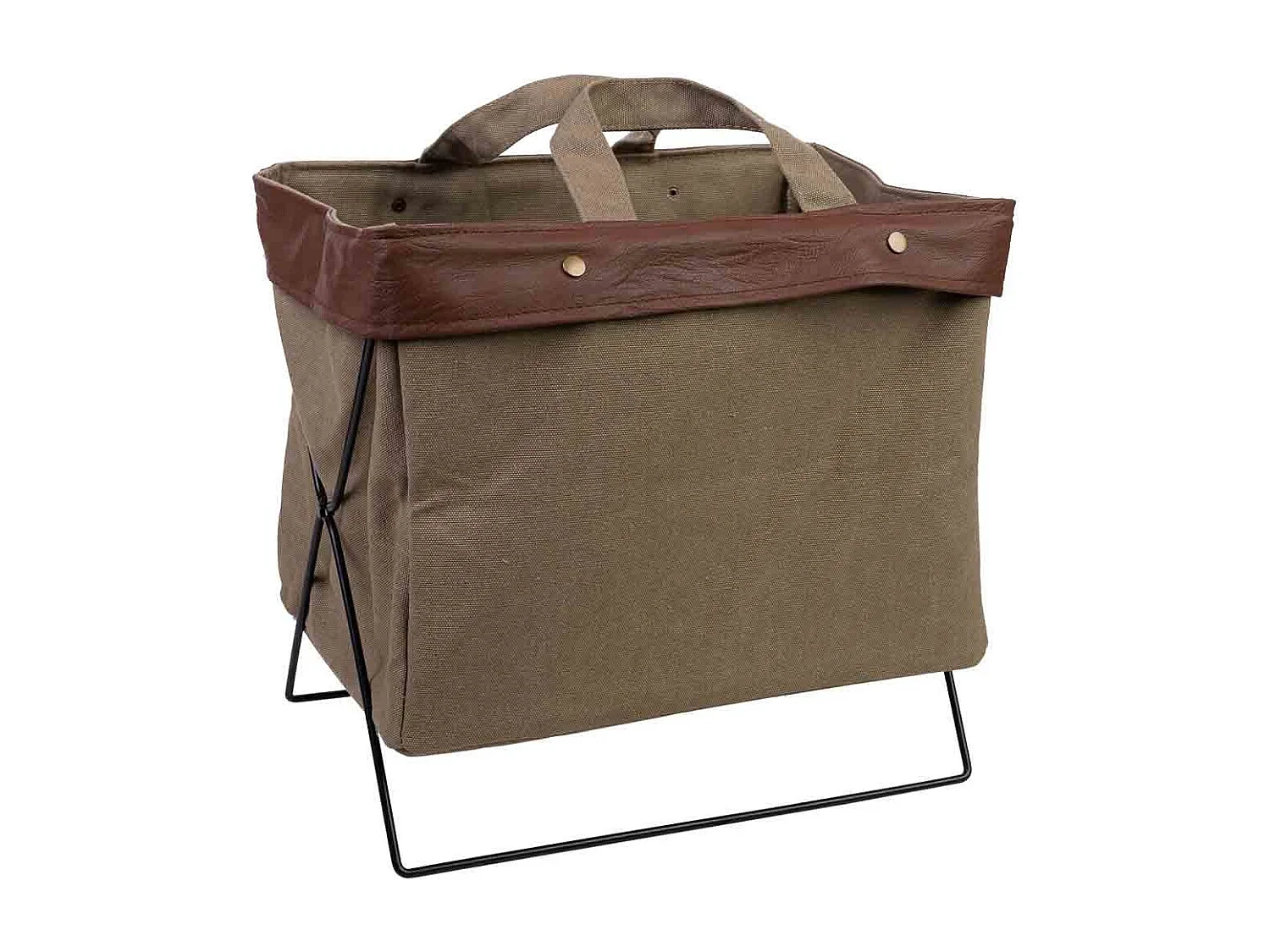 Panier de rangement en métal et tissu 38x26x36h cm