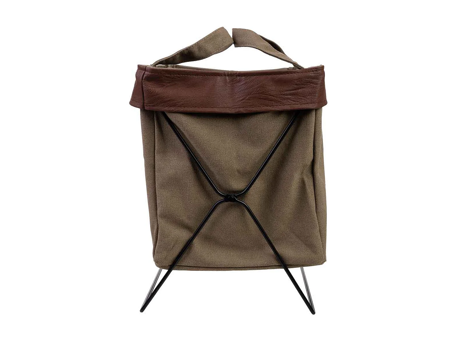 Panier de rangement en métal et tissu 38x26x36h cm