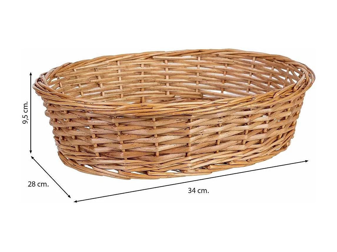 Panier ovale en osier marron 34x28x9,5h cm