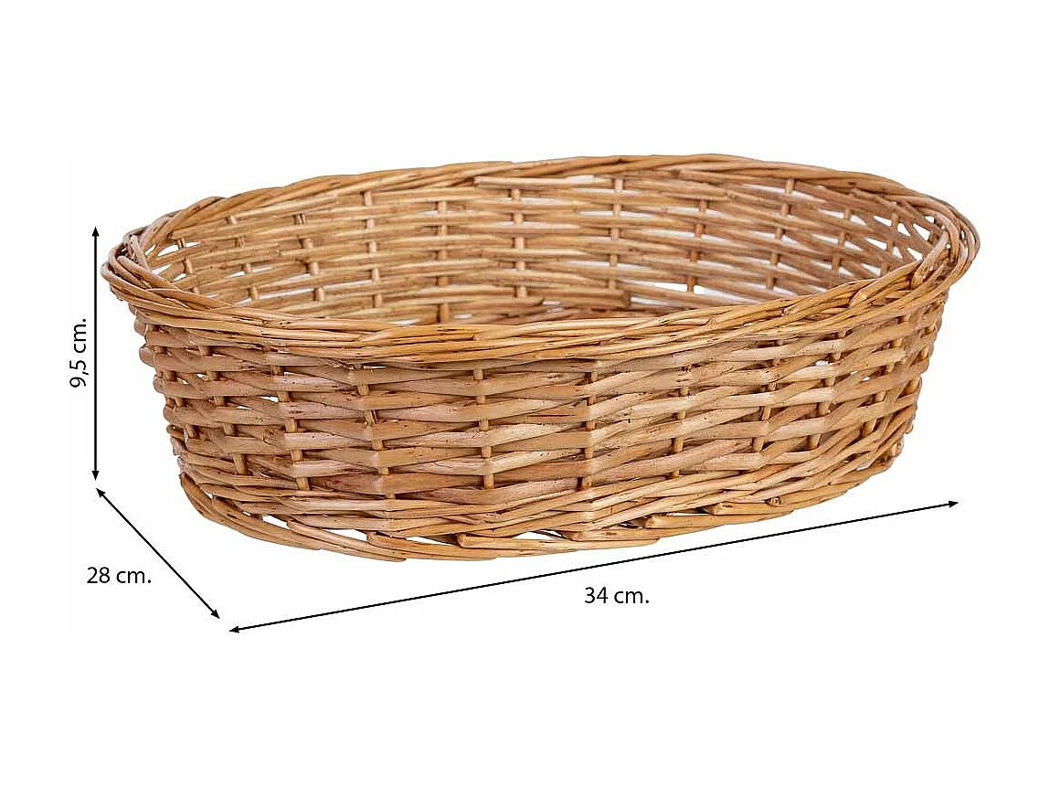 Cesto oval em vime castanho 34x28x9,5h cm
