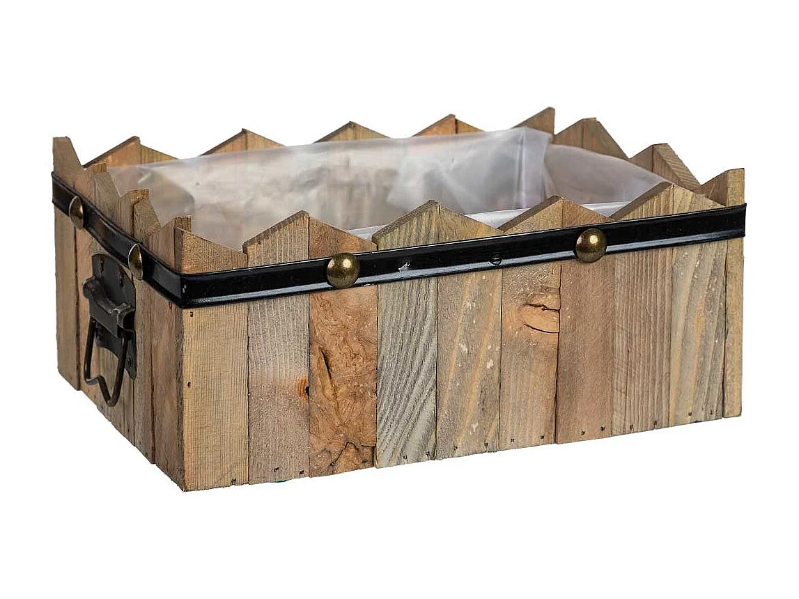 Panier rectangulaire en bois bleu 27x19x10/11,5h cm