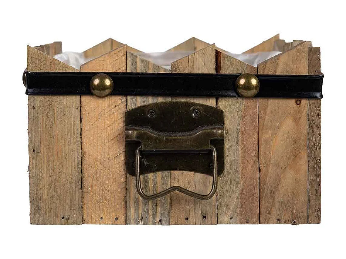 Panier rectangulaire en bois bleu 27x19x10/11,5h cm