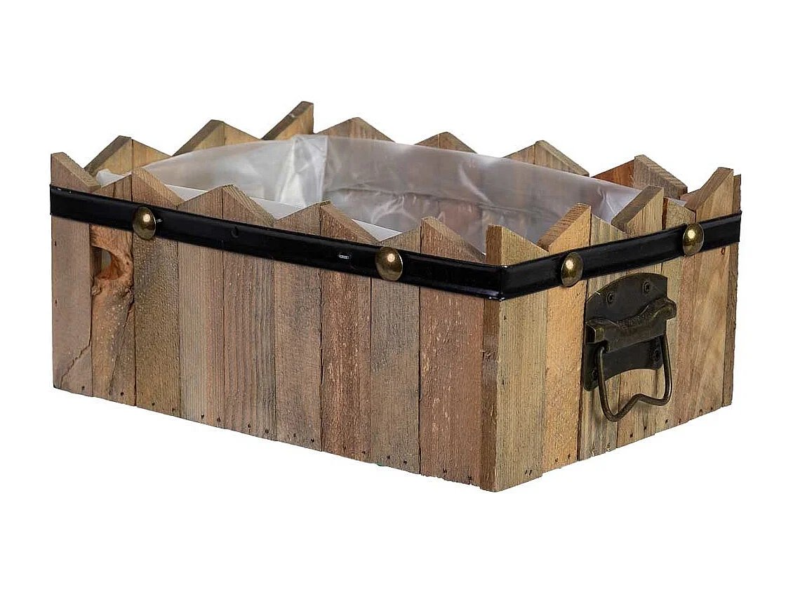 Cesto retangular em madeira azul 27x19x10/11,5h cm