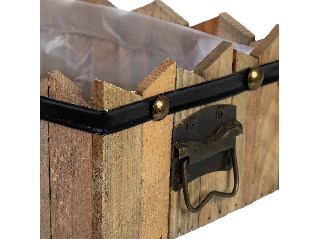 Cesto retangular em madeira azul 27x19x10/11,5h cm