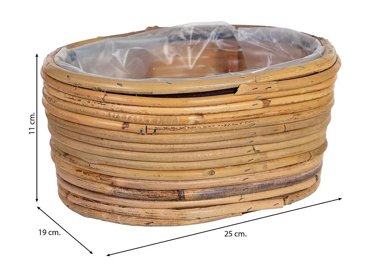 Cesto oval em bambu 25x19x11h cm