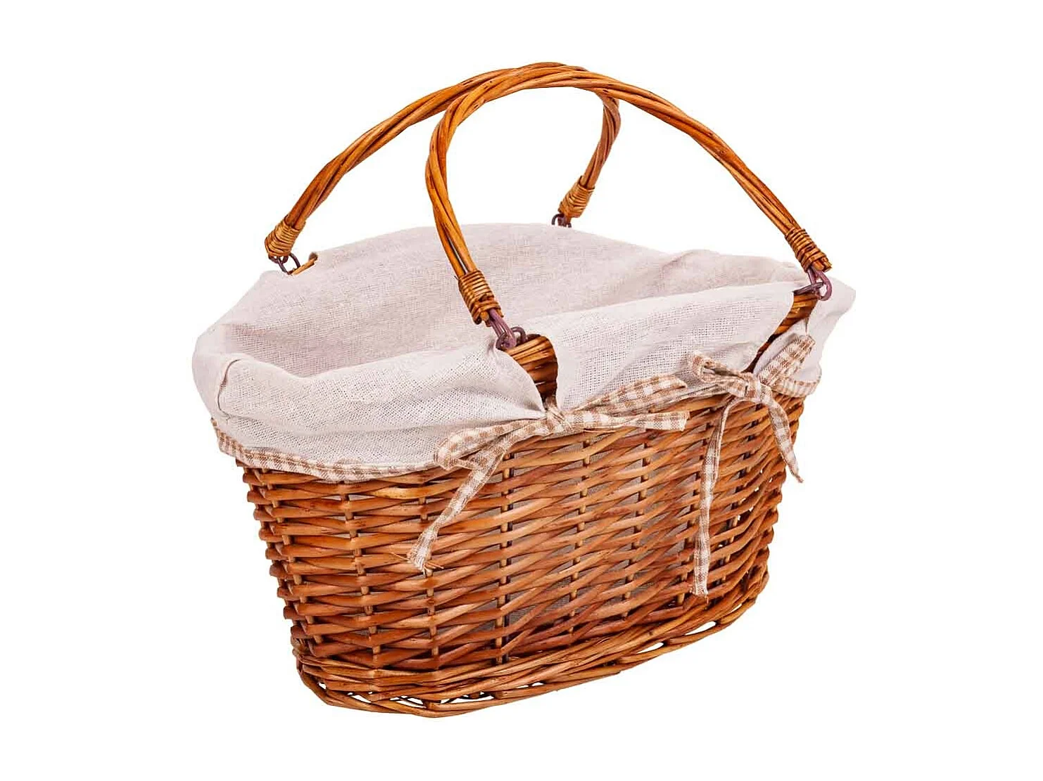 Cesto em vime forrado 39x24x24/32h cm