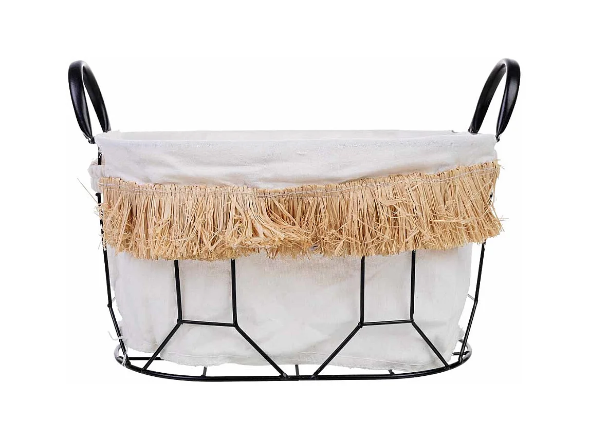 Panier de rangement en métal et tissu 35x23x18/25
