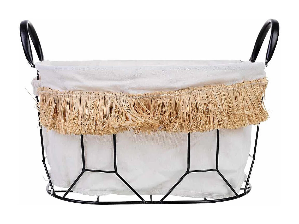 Panier de rangement en métal et tissu 35x23x18/25h cm