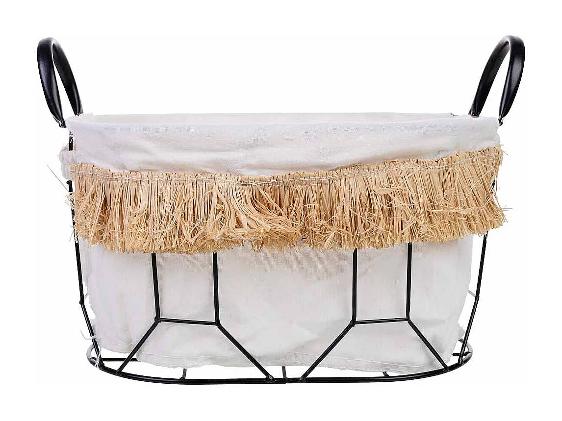 Panier de rangement en métal et tissu 35x23x18/25h cm