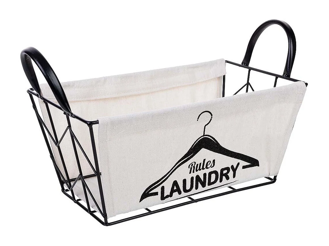 Panier de rangement en métal et tissu 30x18x14/23