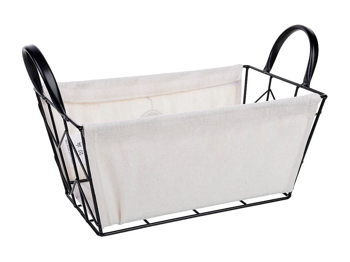 Panier de rangement en métal et tissu 30x18x14/23