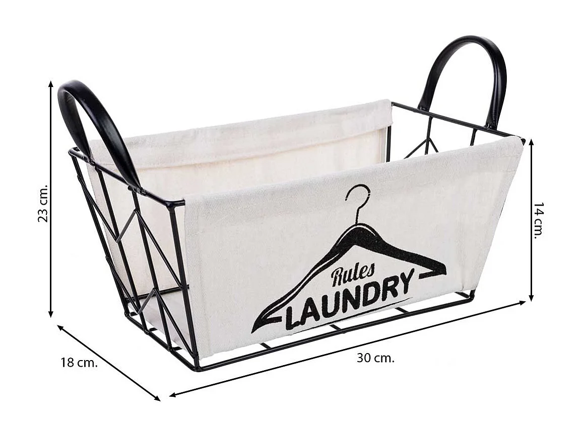 Panier de rangement en métal et tissu 30x18x14/23