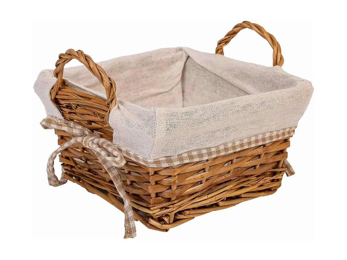 Cesta de pão de vime forrada 20x20x10h cm