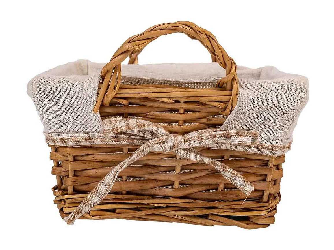 Cesta de pão de vime forrada 20x20x10h cm