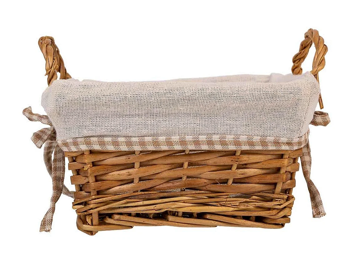 Cesta de pão de vime forrada 20x20x10h cm