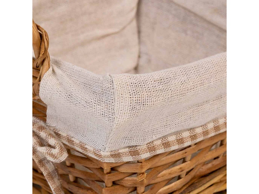 Cesta de pão de vime forrada 20x20x10h cm